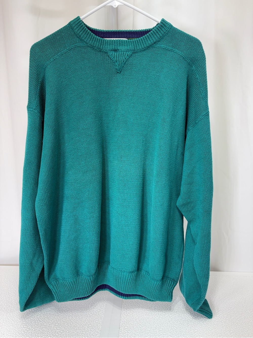 Men's Teal Crewneck Sweater - Classic Everyday Knit Vintage 4020